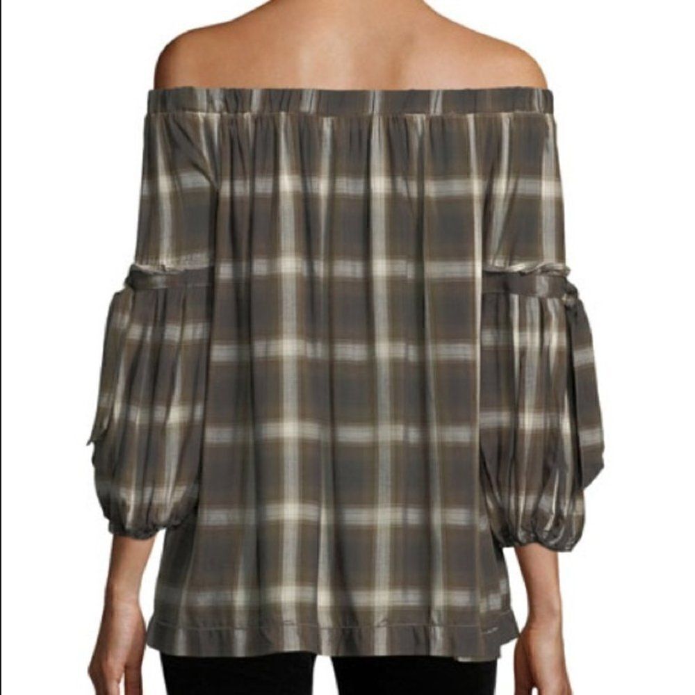 Max studio off shoulder Plaid Top - Picture 4 of 4